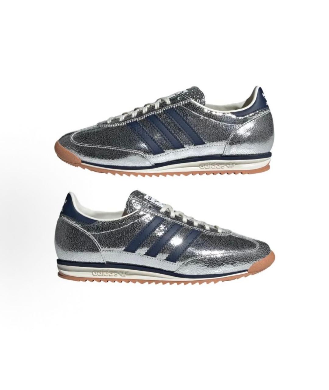 ADIDAS Серебряные кожаные кроссовки, фото 4