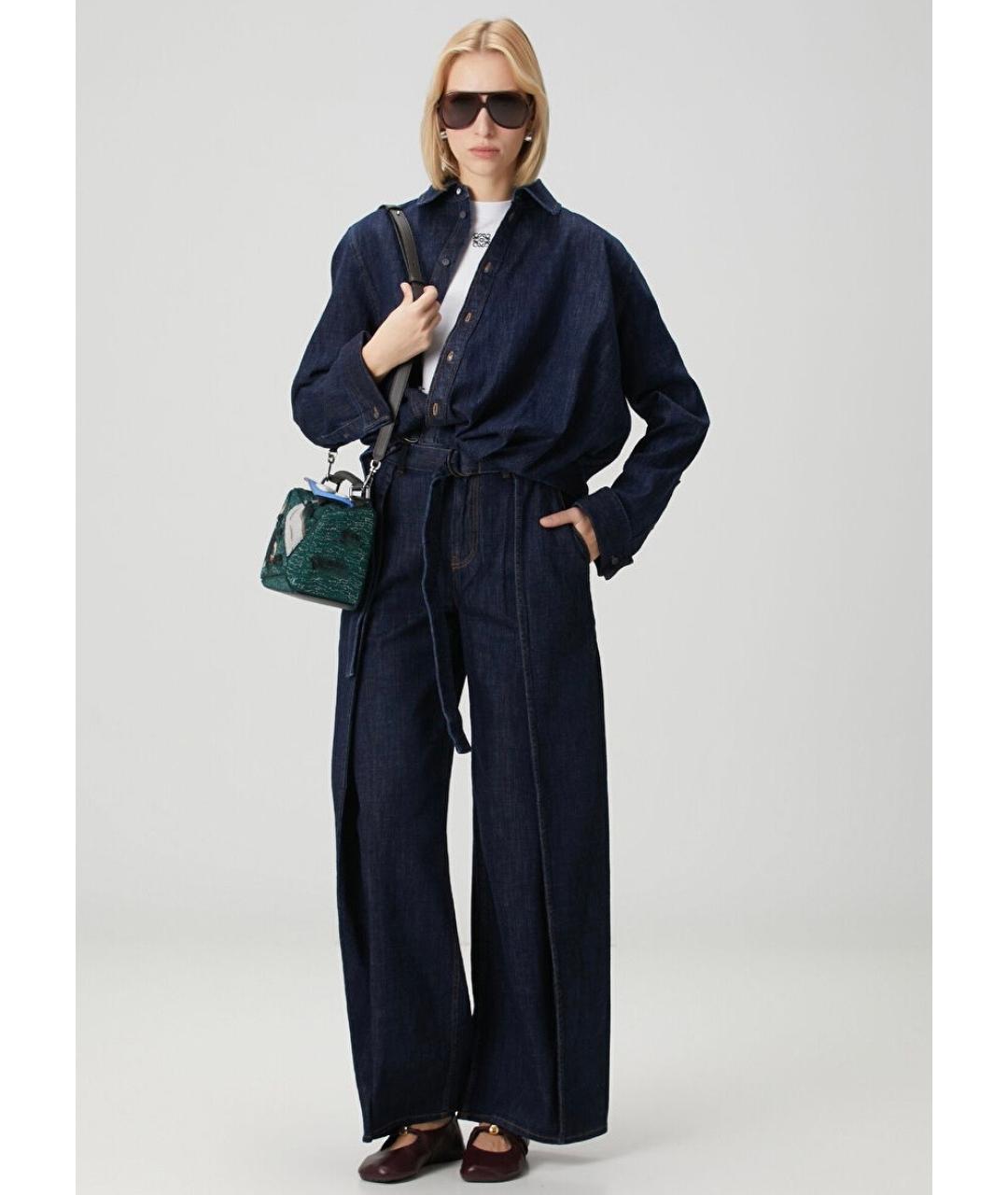 LOEWE Темно-синие хлопковые прямые джинсы, фото 6