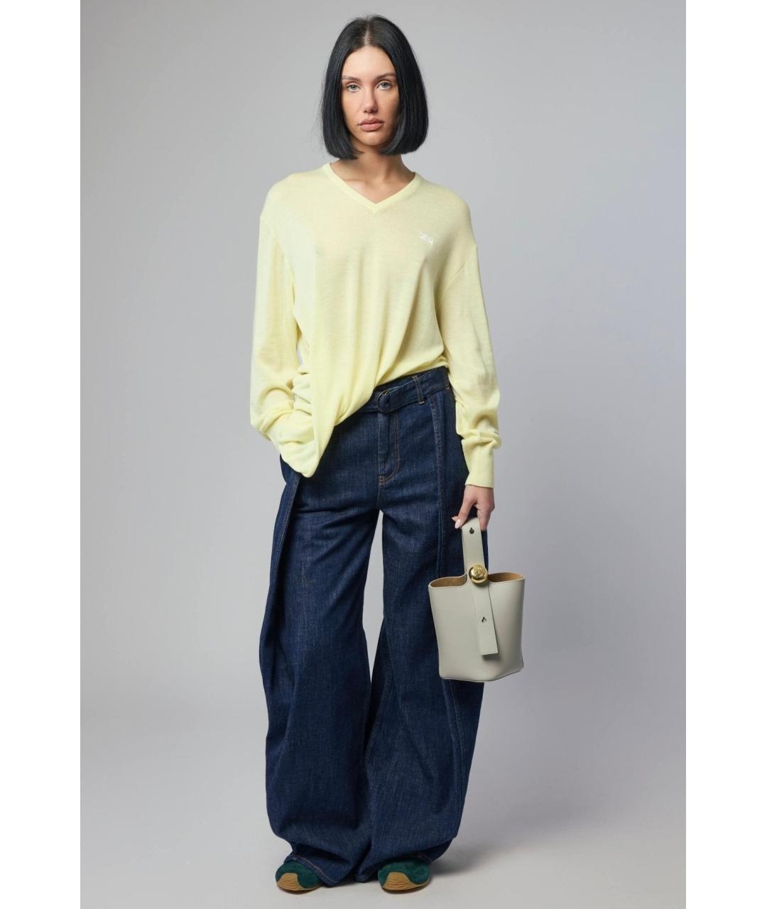 LOEWE Темно-синие хлопковые прямые джинсы, фото 2