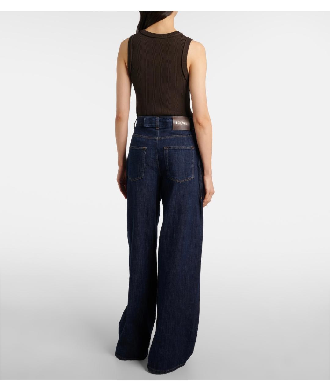 LOEWE Темно-синие хлопковые прямые джинсы, фото 4