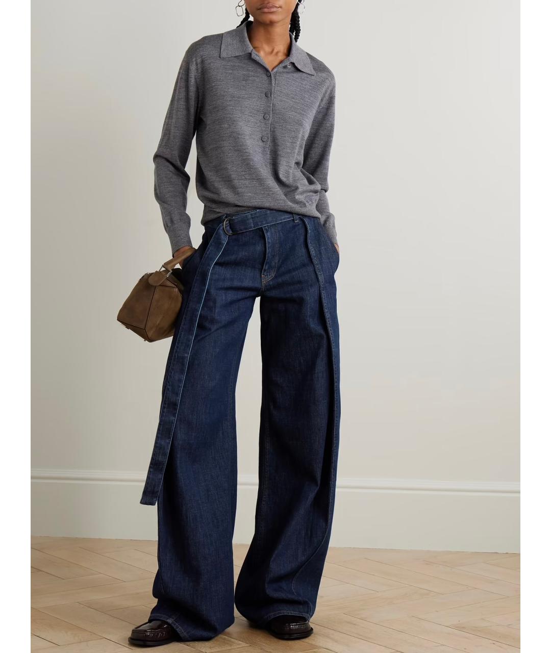 LOEWE Темно-синие хлопковые прямые джинсы, фото 7