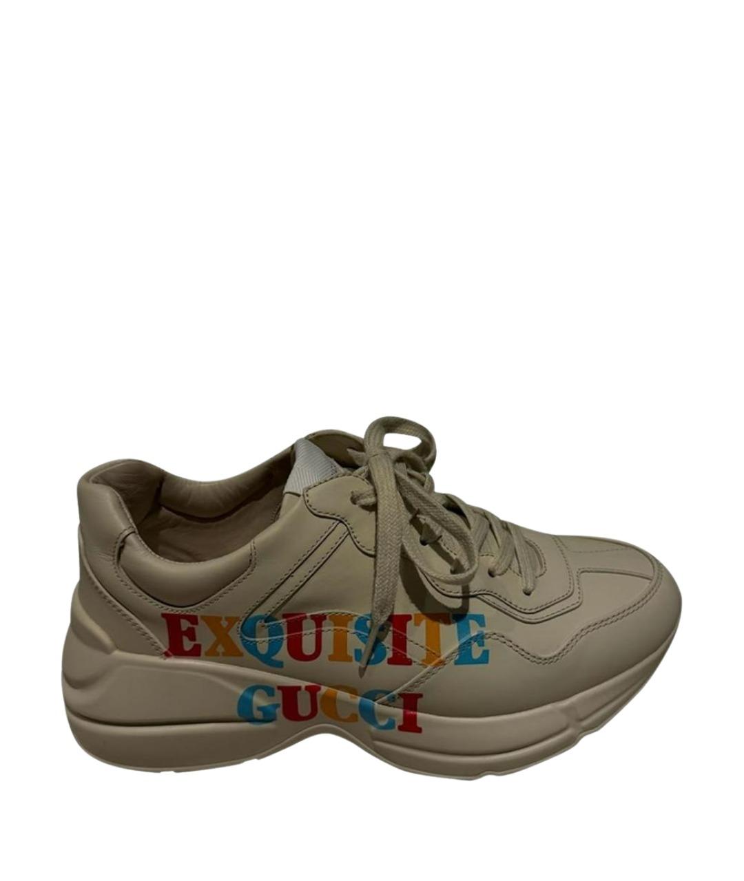 GUCCI Бежевые кожаные кеды, фото 1