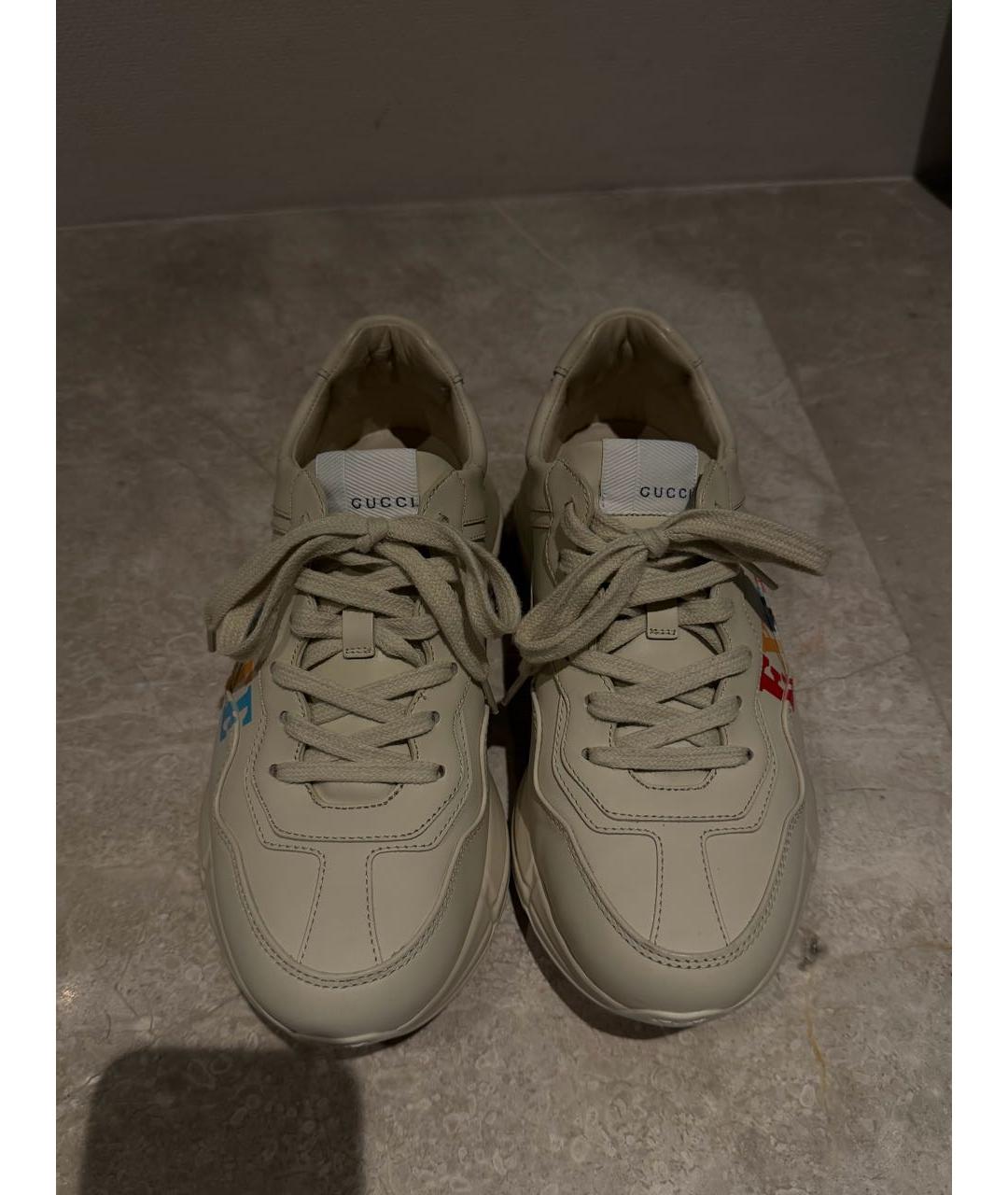 GUCCI Бежевые кожаные кеды, фото 2