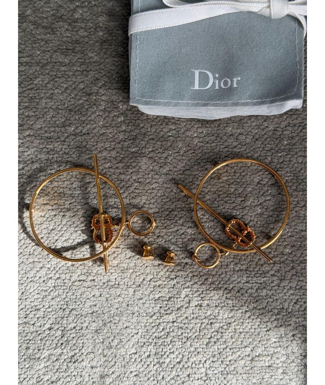 CHRISTIAN DIOR Золотые металлические серьги, фото 2