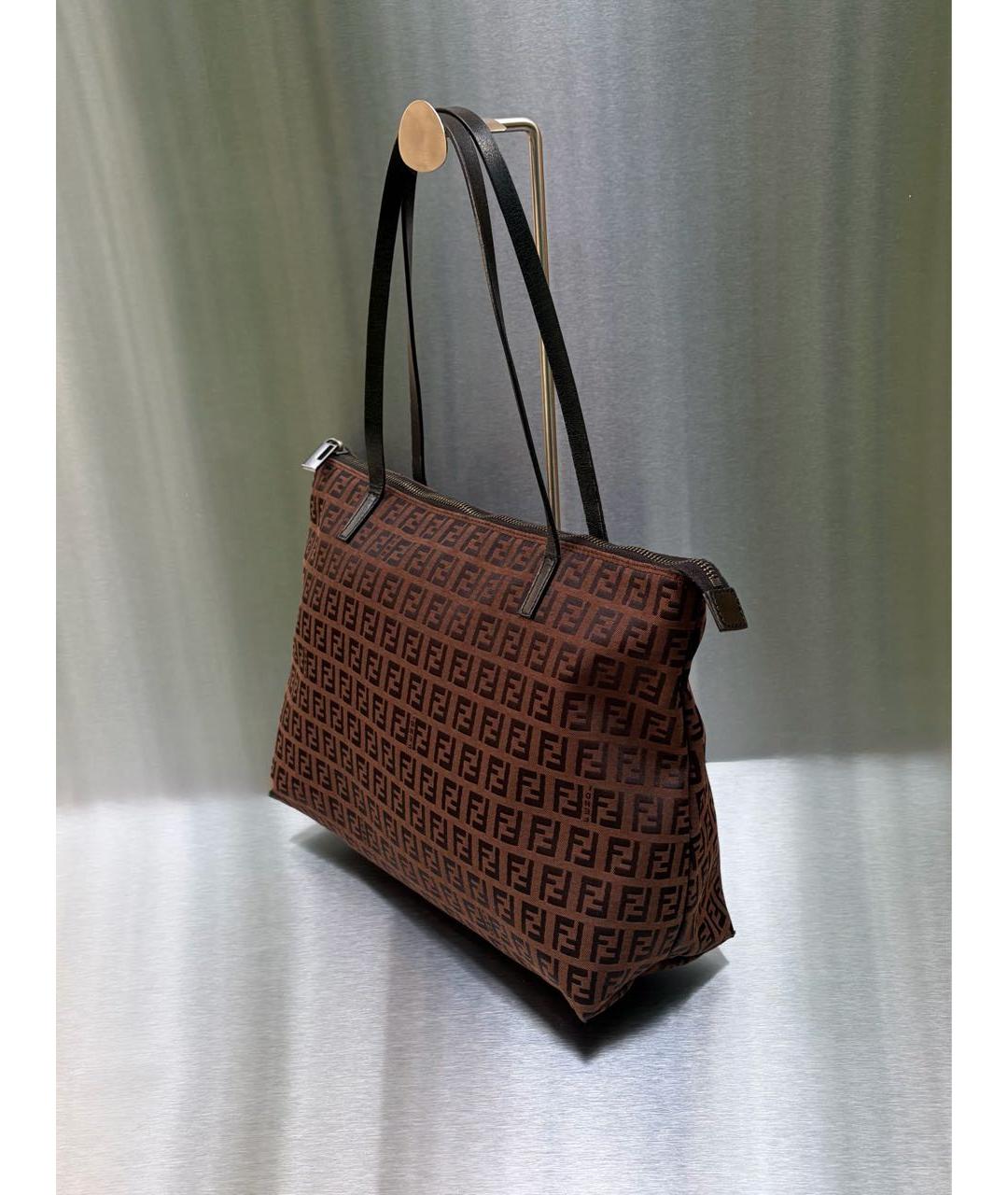 FENDI Коричневая тканевая сумка через плечо, фото 2
