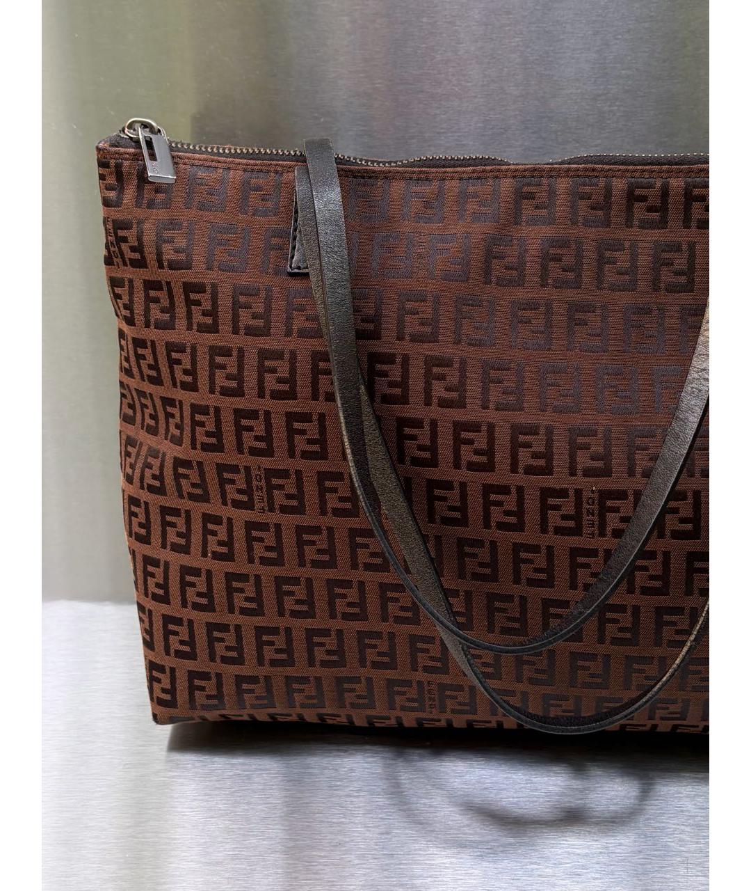 FENDI Коричневая тканевая сумка через плечо, фото 4