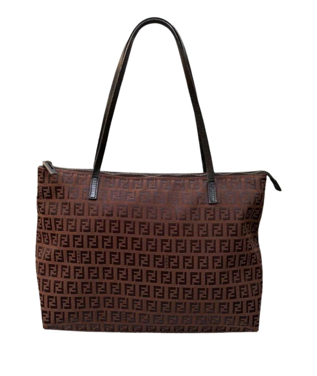 FENDI Коричневая тканевая сумка через плечо, фото 1
