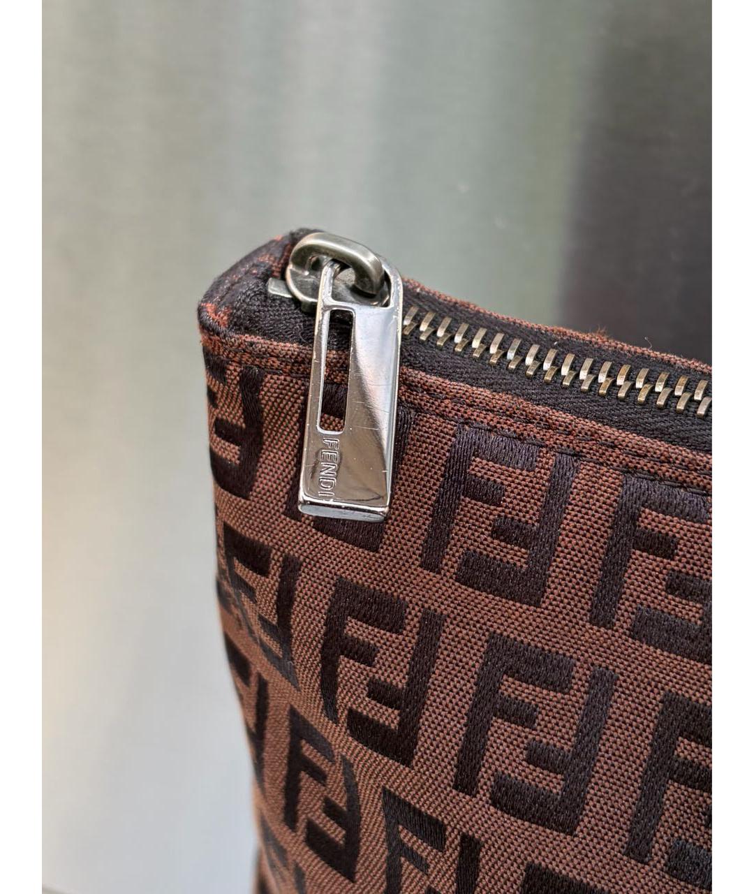 FENDI Коричневая тканевая сумка через плечо, фото 3