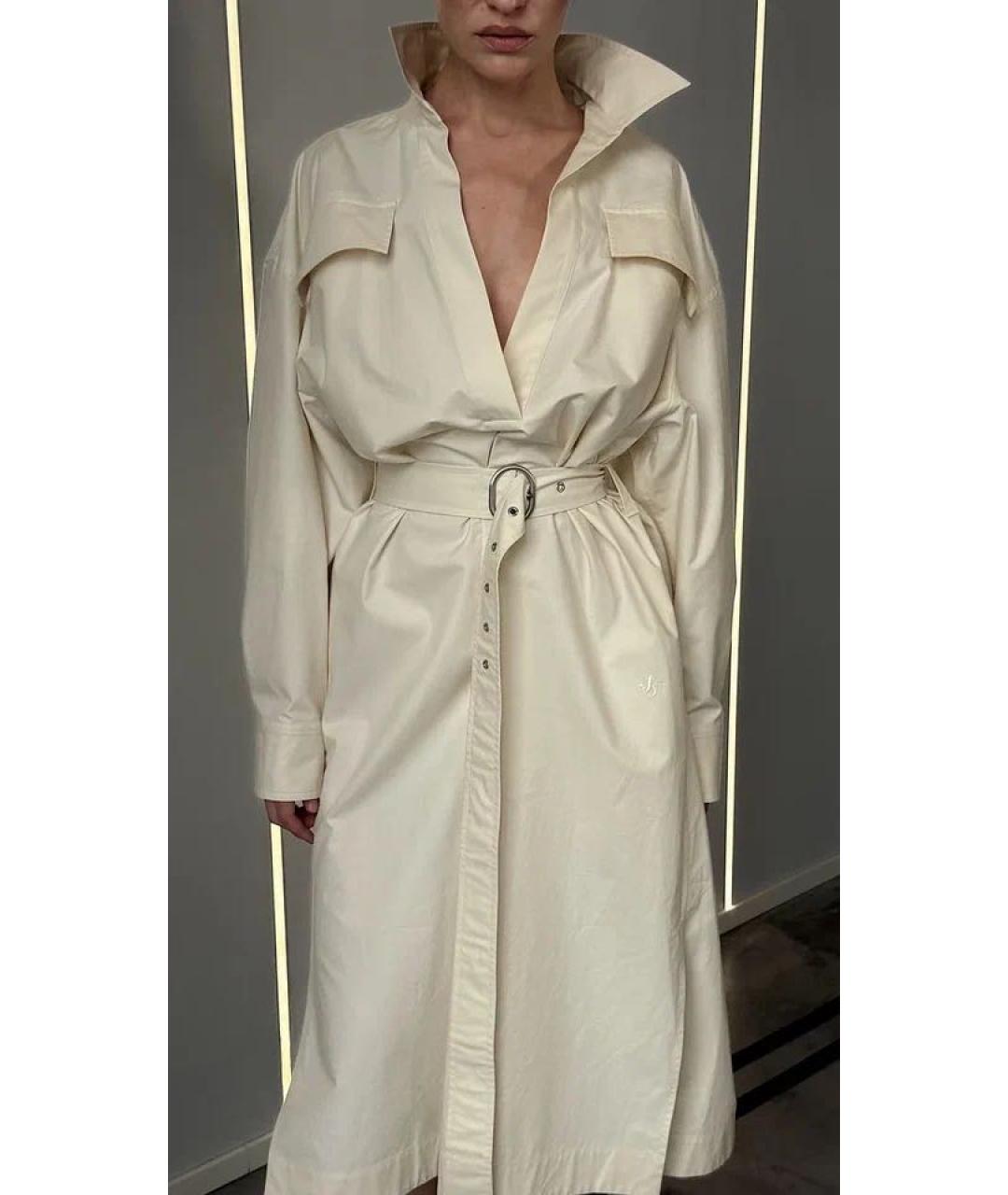 JIL SANDER Бежевое хлопковое повседневное платье, фото 4