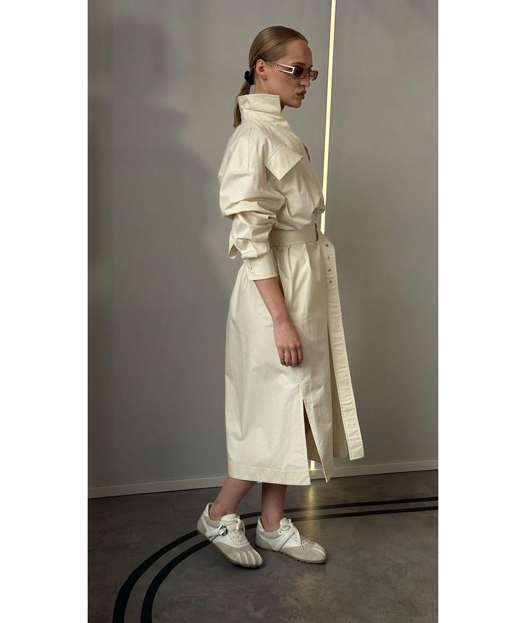 JIL SANDER Бежевое хлопковое повседневное платье, фото 6