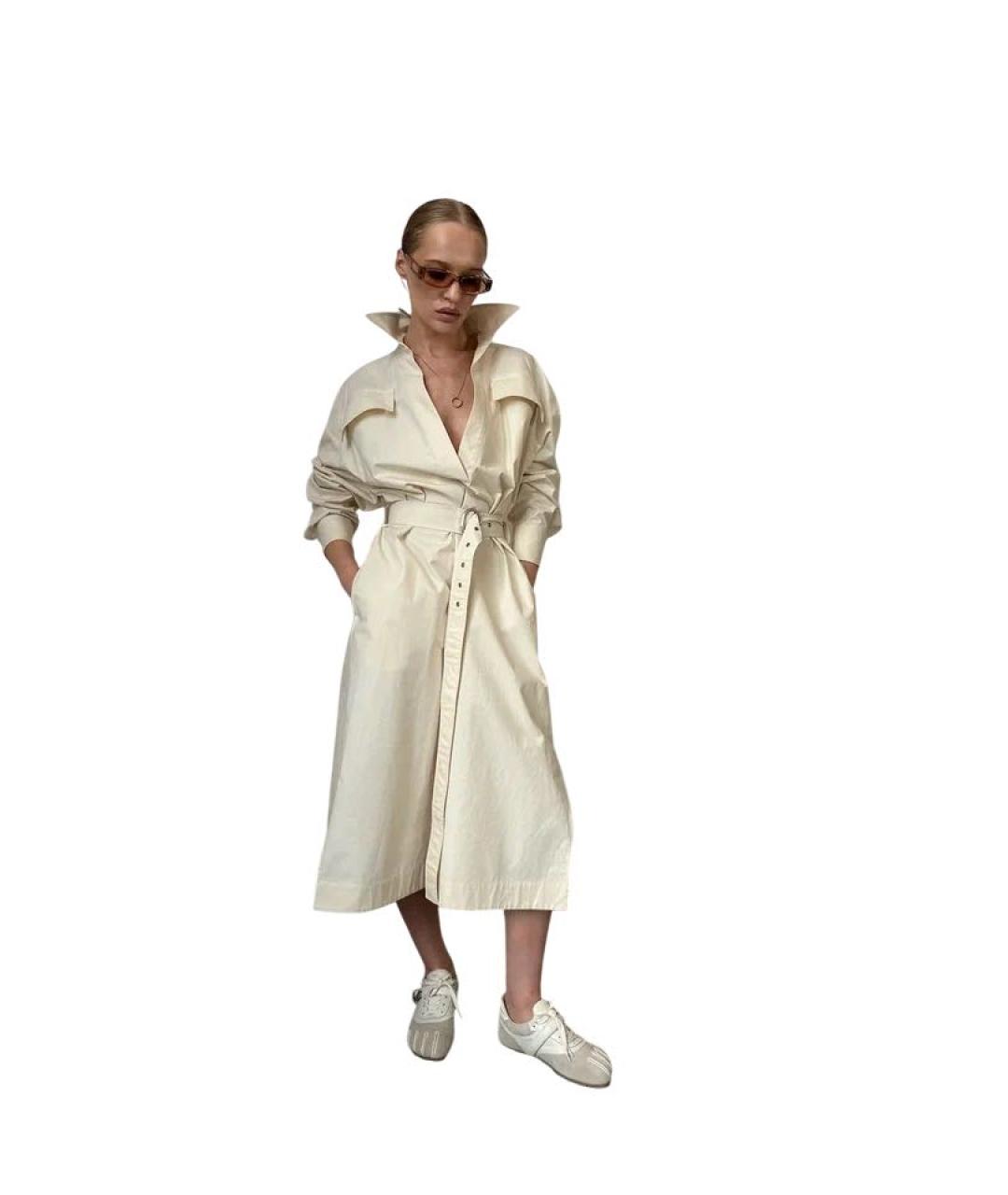 JIL SANDER Бежевое хлопковое повседневное платье, фото 1