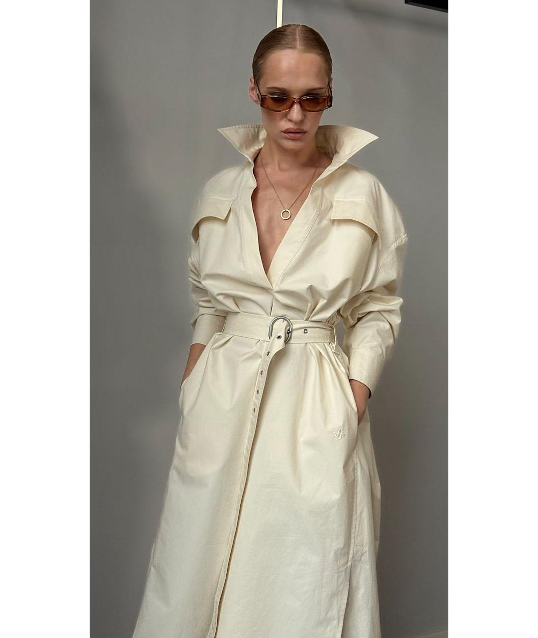 JIL SANDER Бежевое хлопковое повседневное платье, фото 3