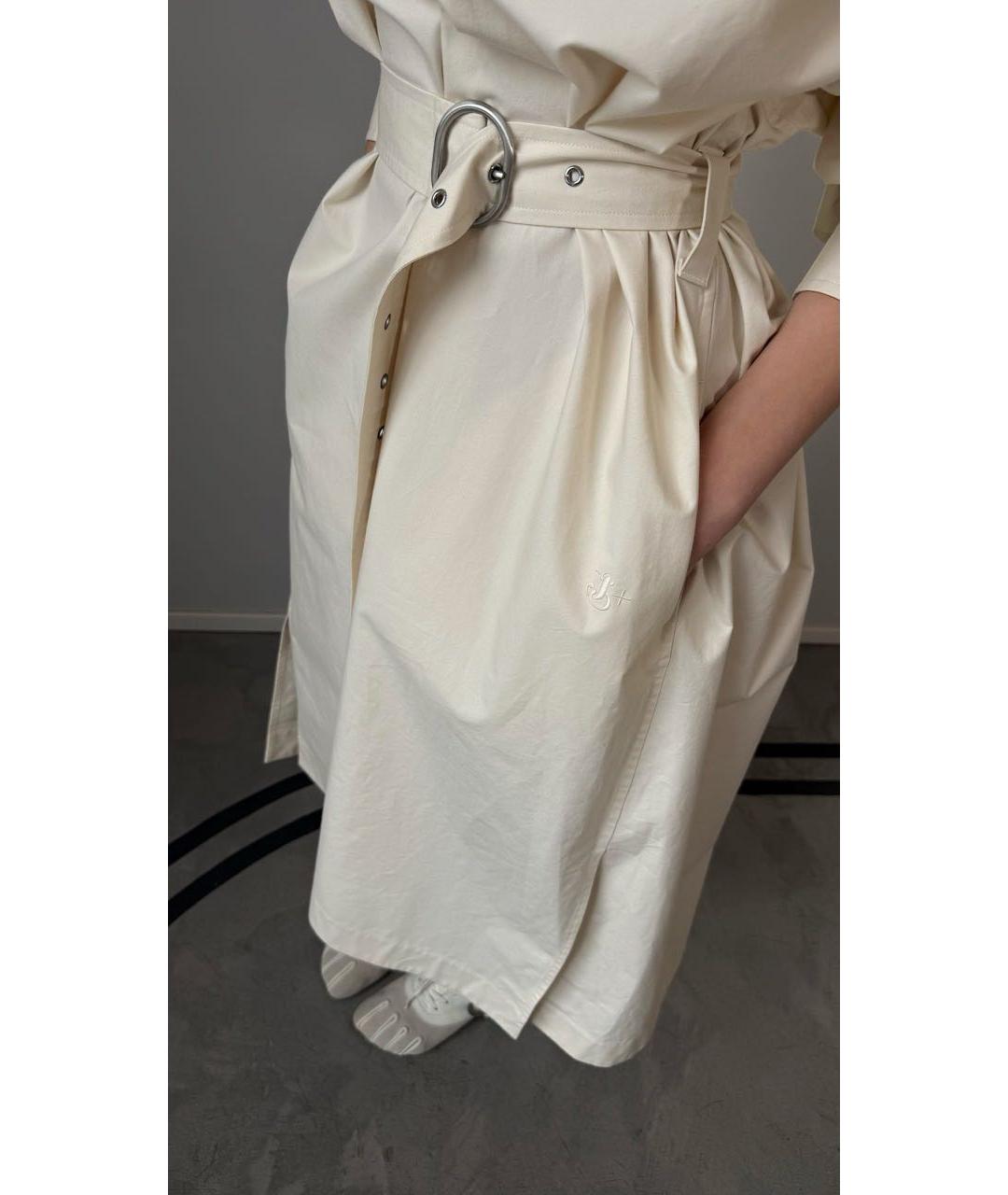 JIL SANDER Бежевое хлопковое повседневное платье, фото 8