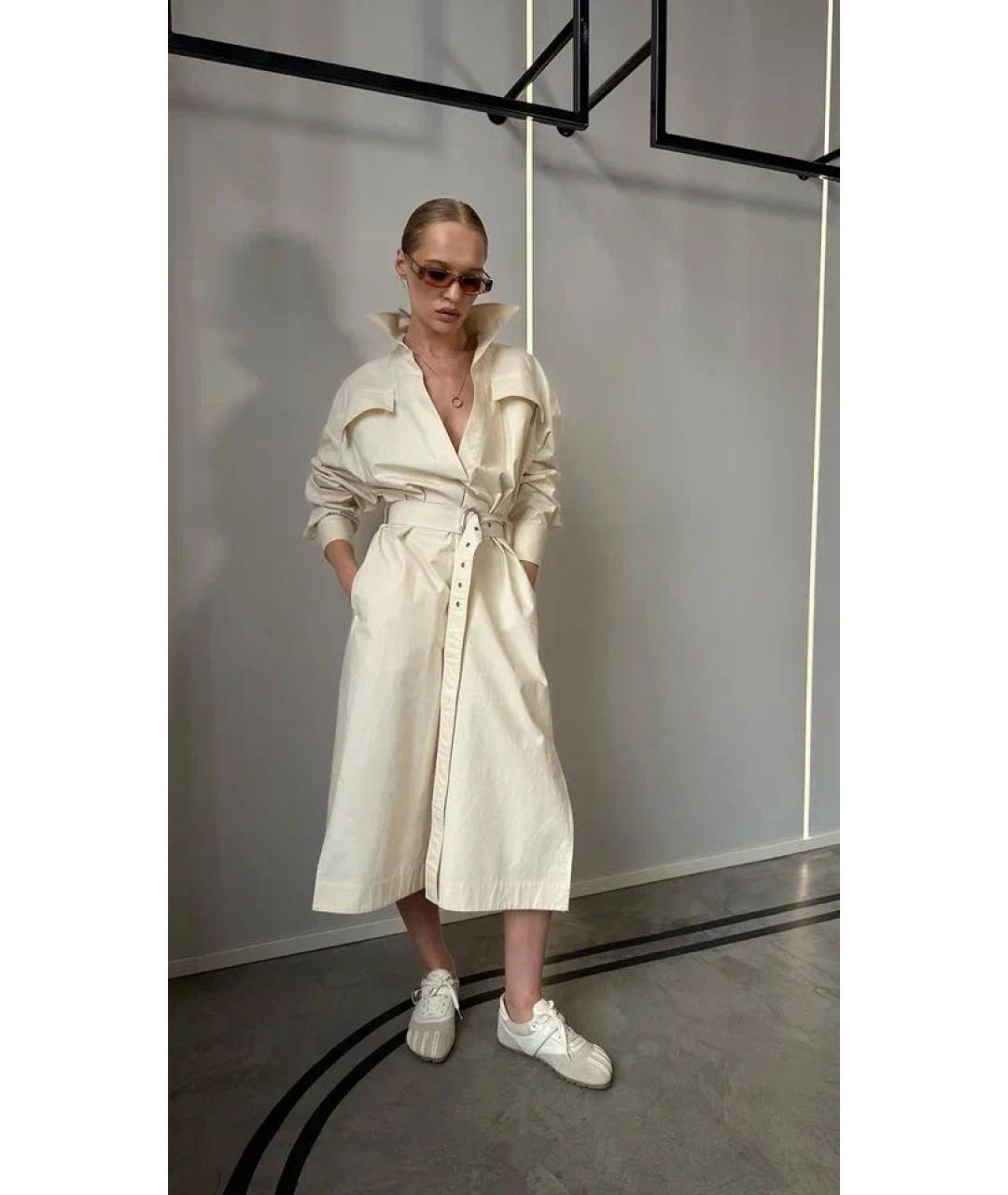 JIL SANDER Бежевое хлопковое повседневное платье, фото 2