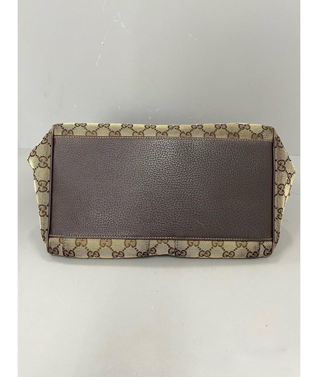GUCCI Коричневая сумка с короткими ручками из канвы, фото 7