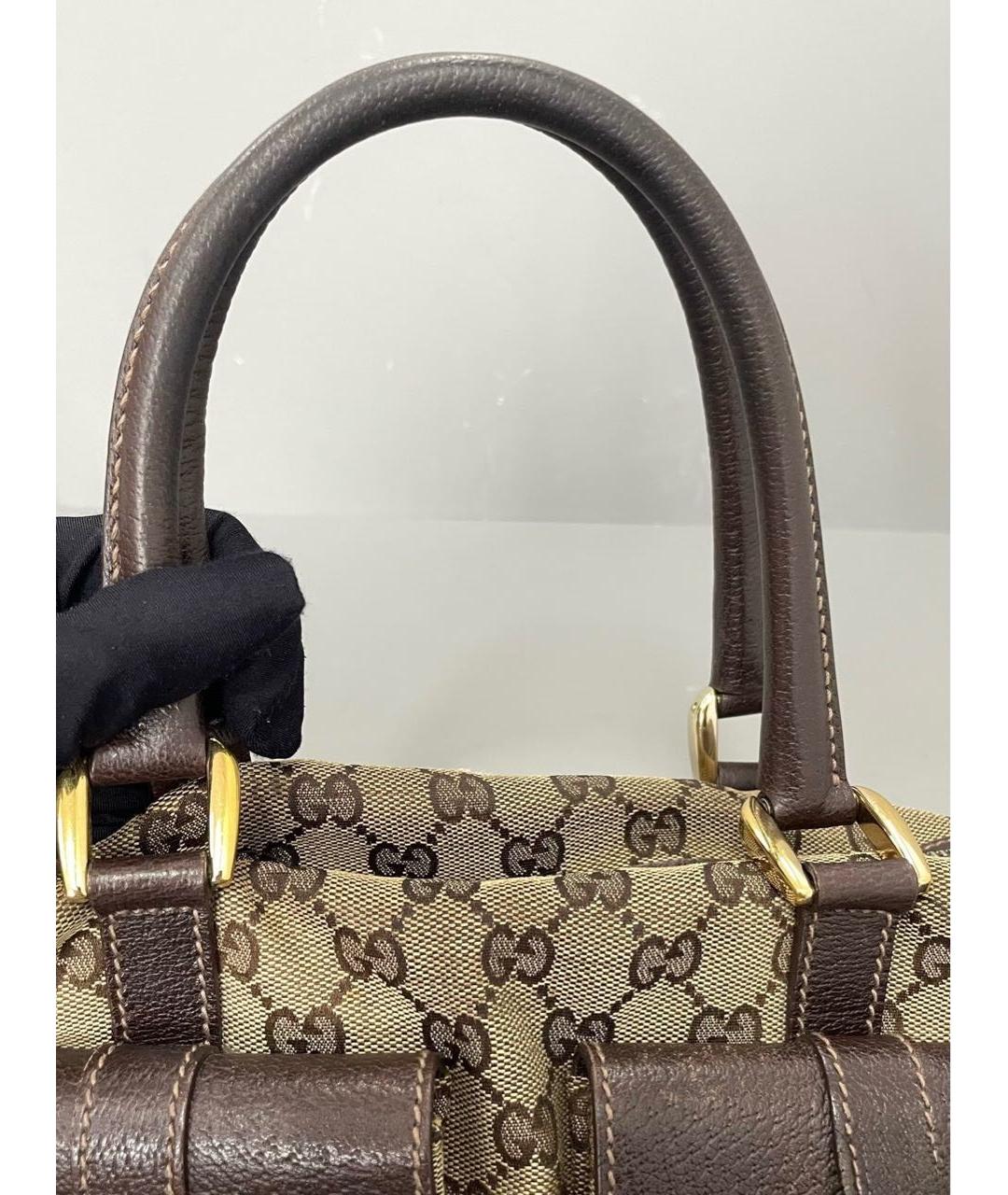 GUCCI Коричневая сумка с короткими ручками из канвы, фото 5