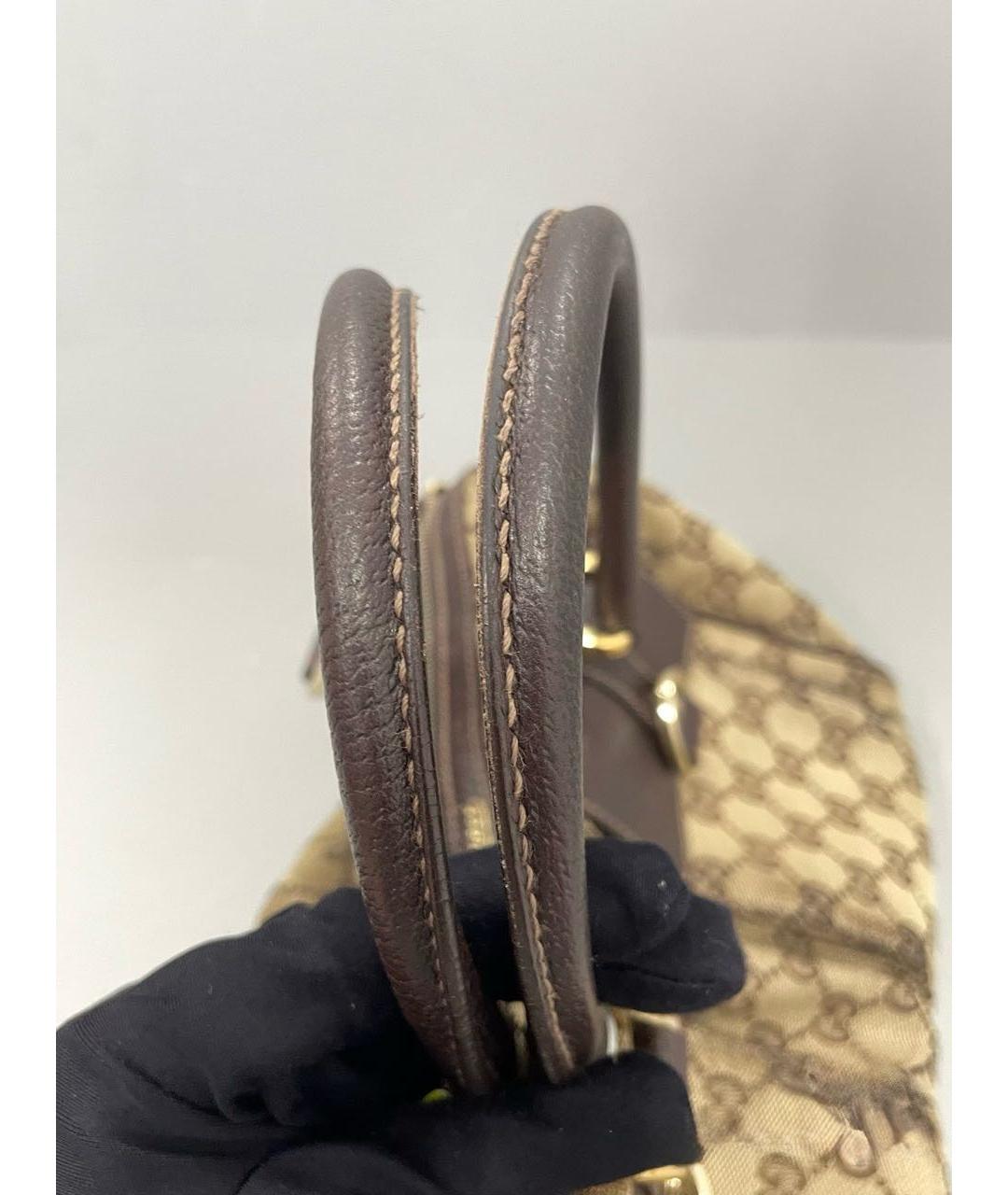 GUCCI Коричневая сумка с короткими ручками из канвы, фото 6
