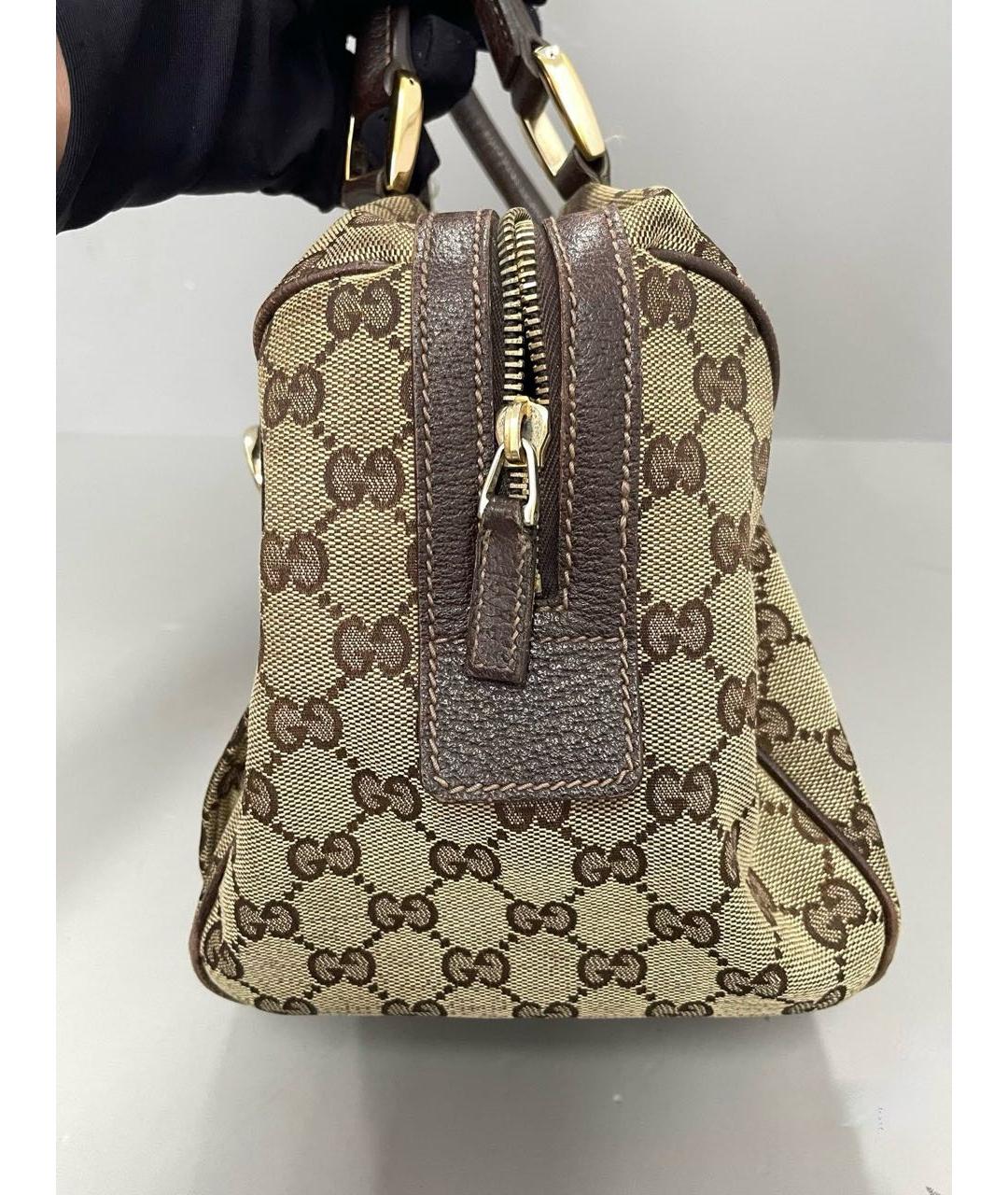 GUCCI Коричневая сумка с короткими ручками из канвы, фото 3