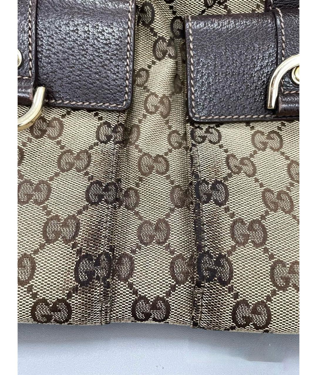 GUCCI Коричневая сумка с короткими ручками из канвы, фото 8