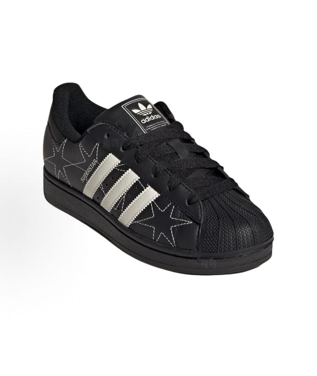 ADIDAS Черные кожаные кроссовки, фото 3
