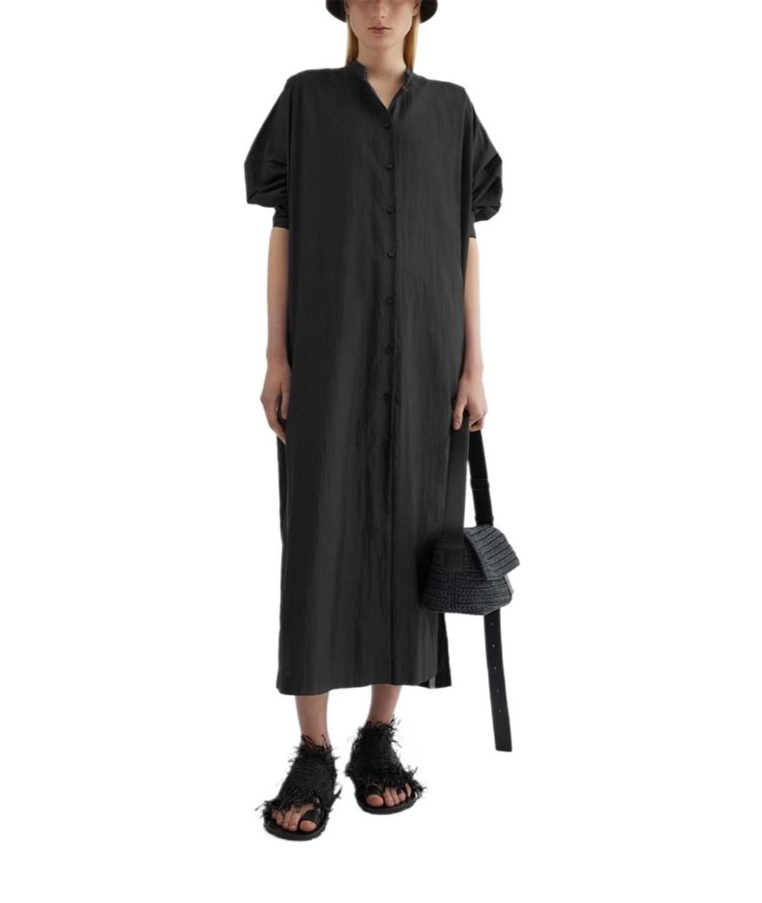 JIL SANDER Черное шелковое повседневное платье, фото 2