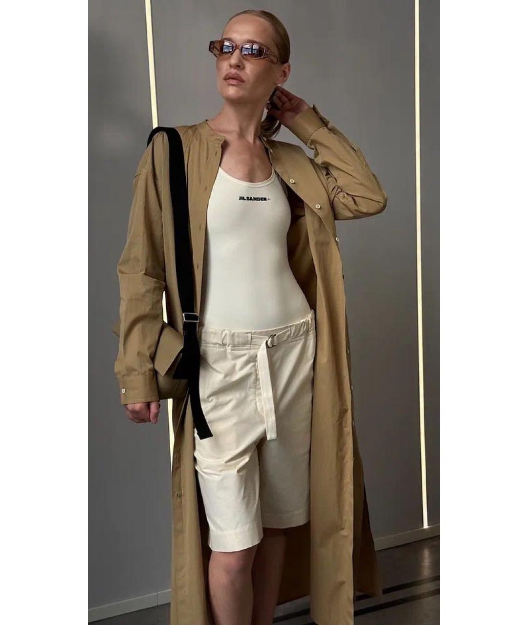 JIL SANDER Бежевое хлопковое повседневное платье, фото 6