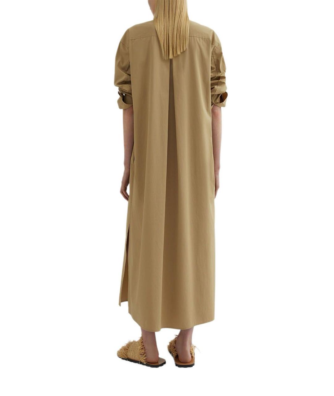 JIL SANDER Бежевое хлопковое повседневное платье, фото 4
