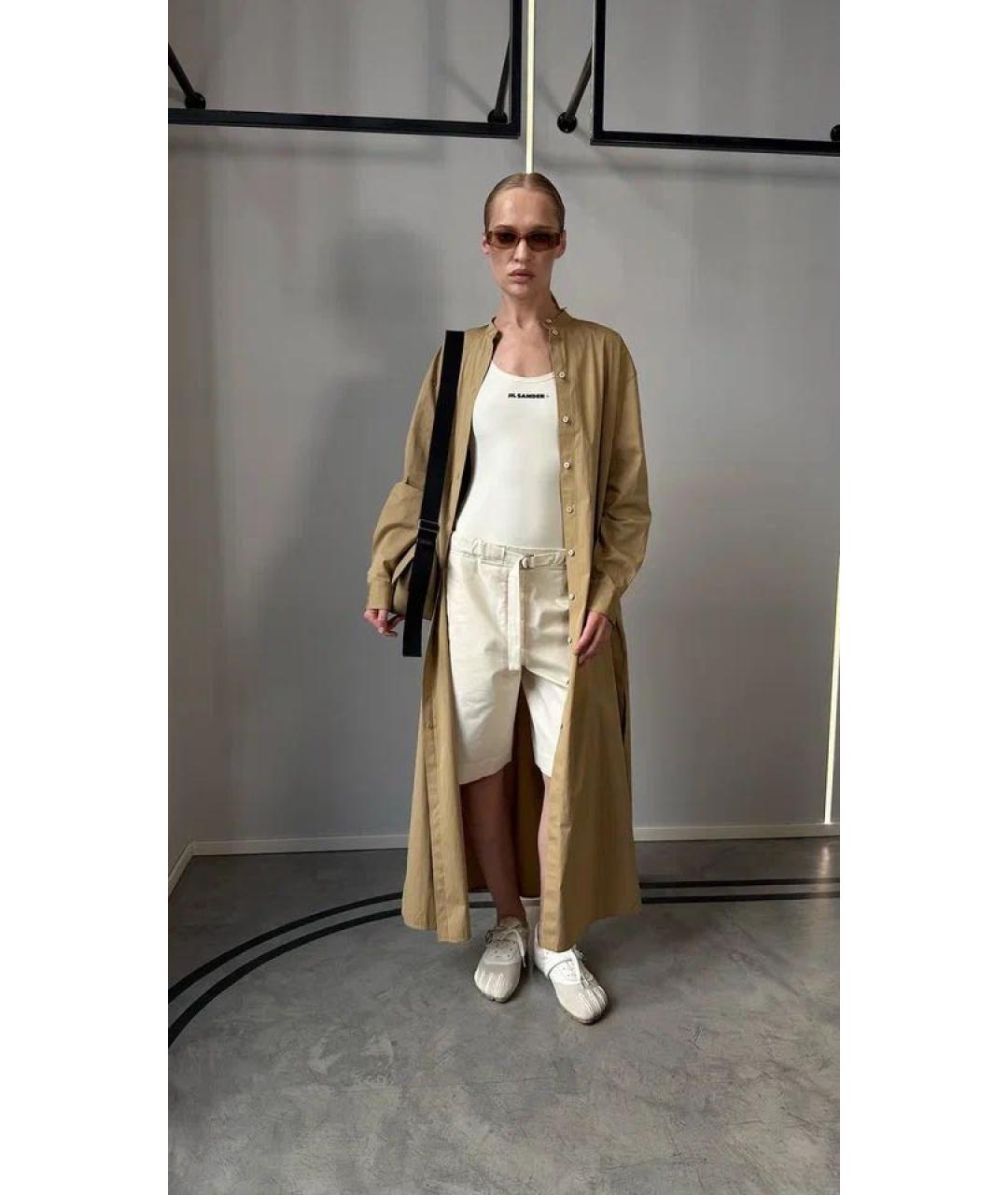 JIL SANDER Бежевое хлопковое повседневное платье, фото 5