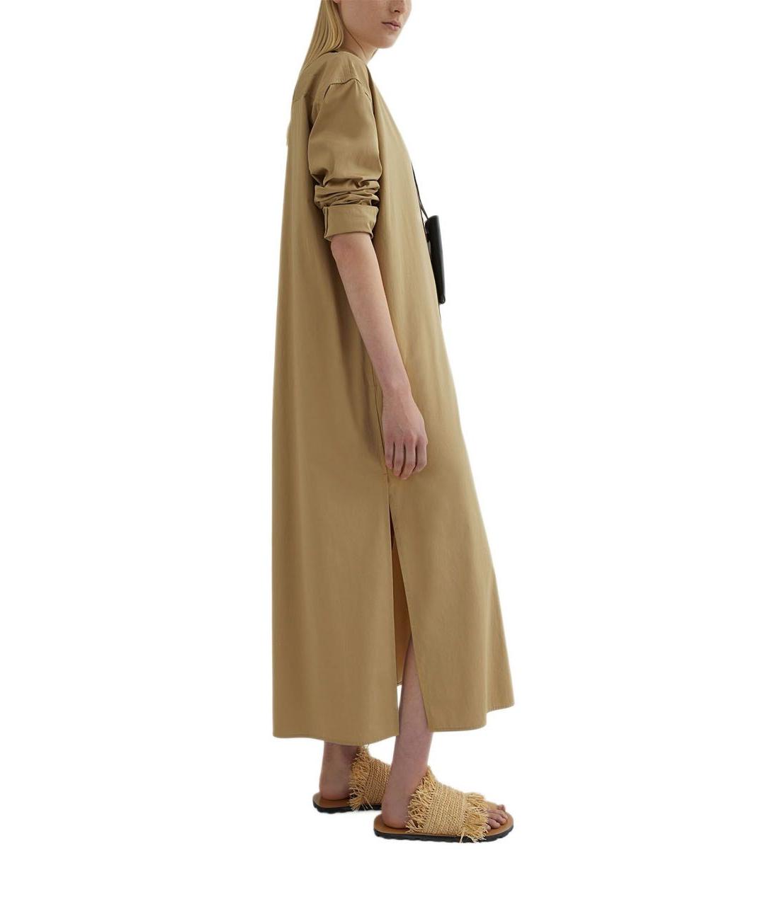JIL SANDER Бежевое хлопковое повседневное платье, фото 3