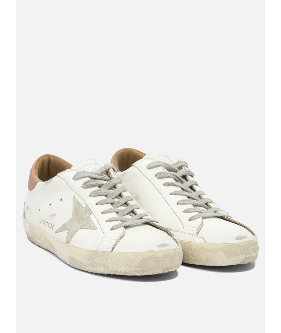 GOLDEN GOOSE Белые кожаные низкие кроссовки / кеды, фото 2