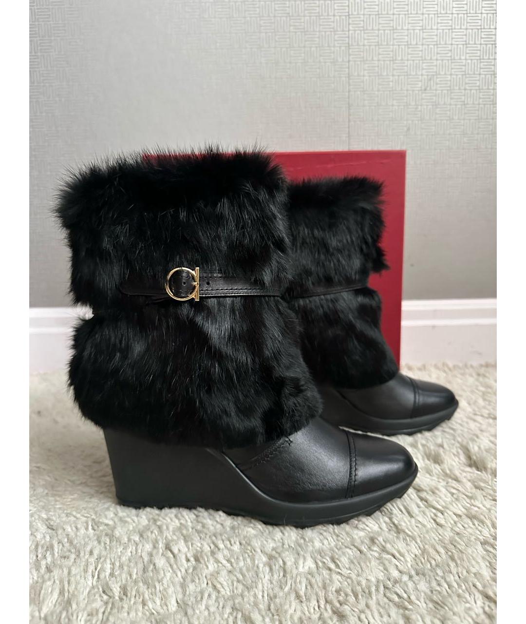 FERRAGAMO Черные кожаные полусапоги, фото 7