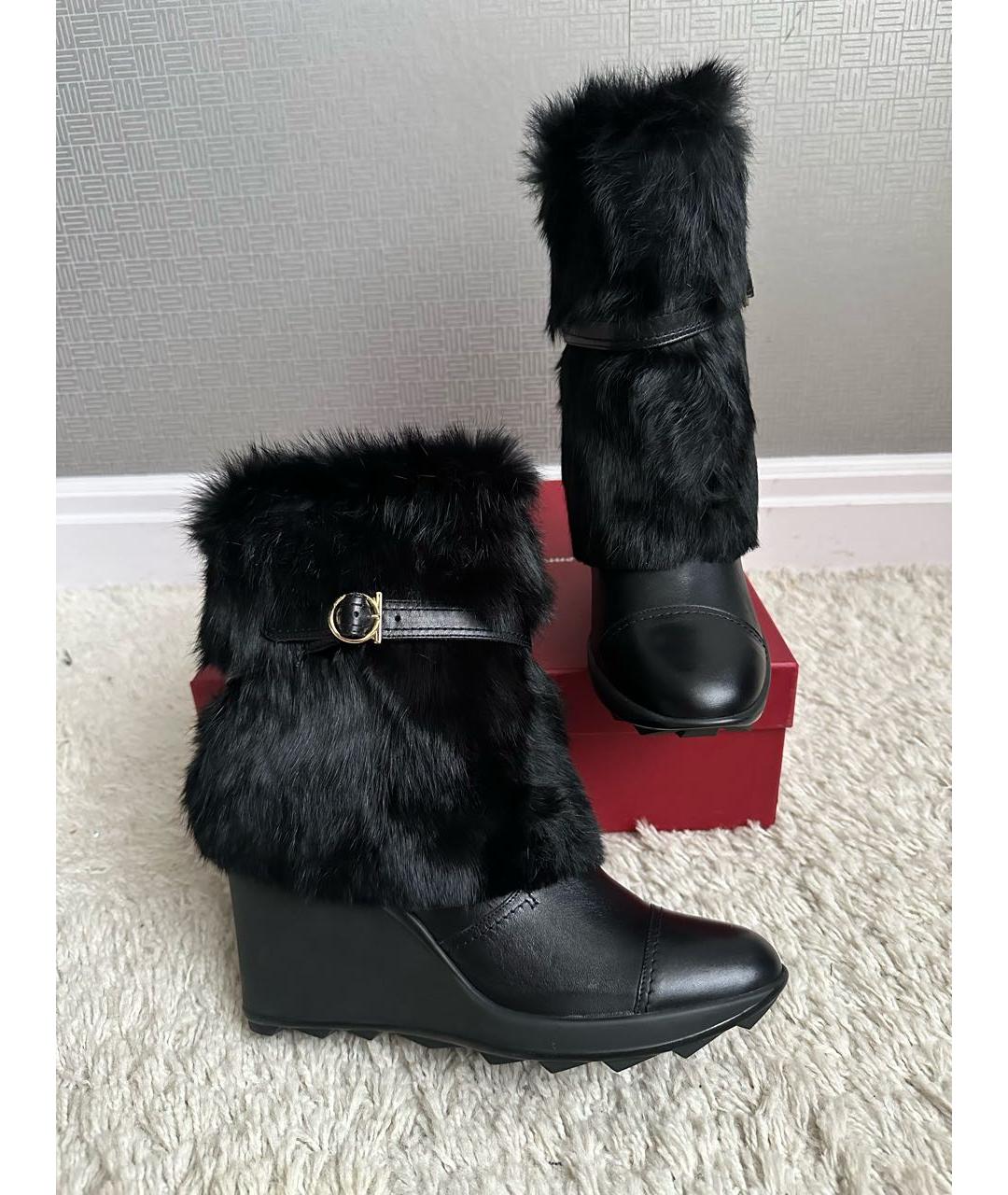 FERRAGAMO Черные кожаные полусапоги, фото 3