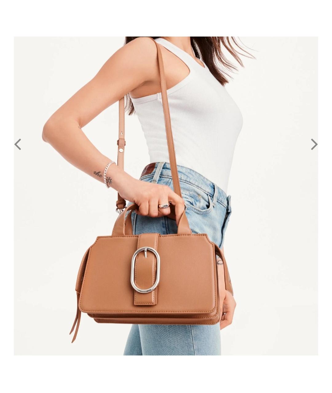 DKNY Коричневая кожаная сумка с короткими ручками, фото 6