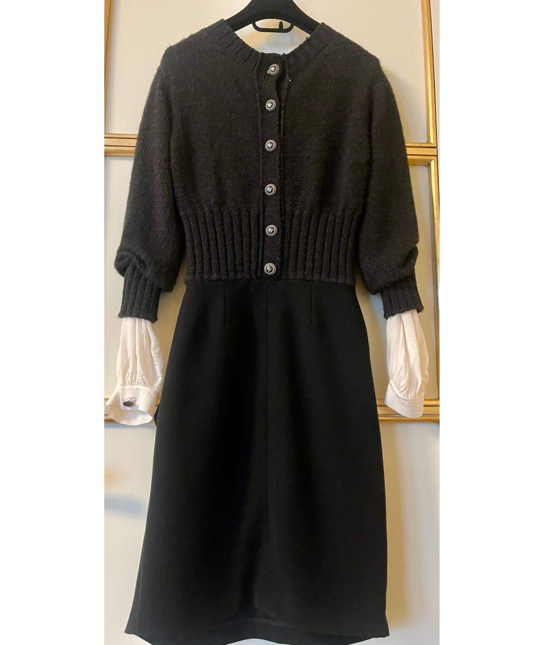CHANEL Черное кашемировое повседневное платье, фото 2