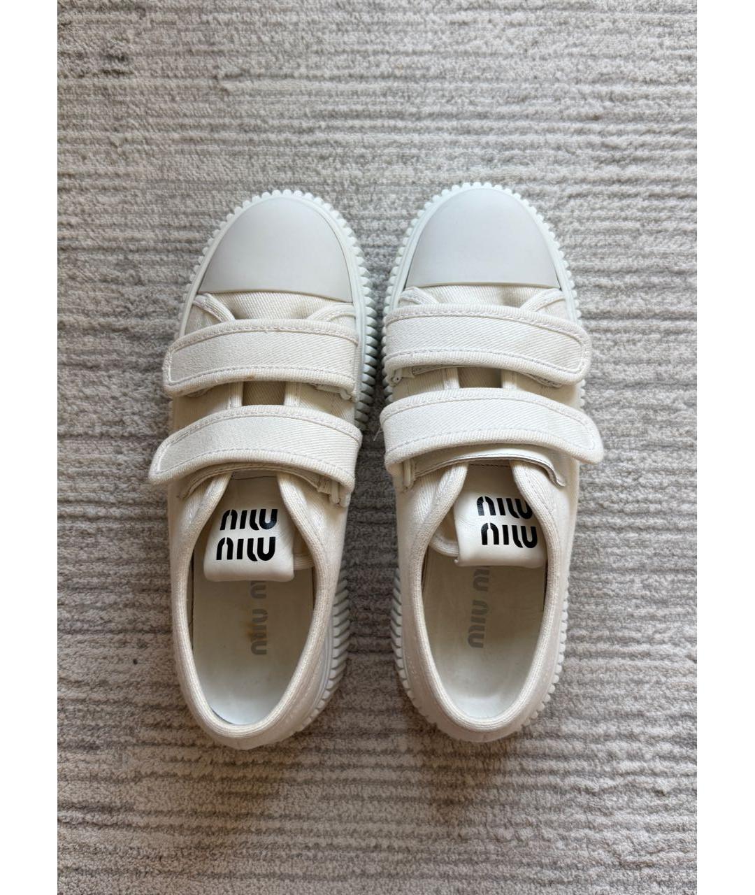 MIU MIU Белые текстильные кеды, фото 3