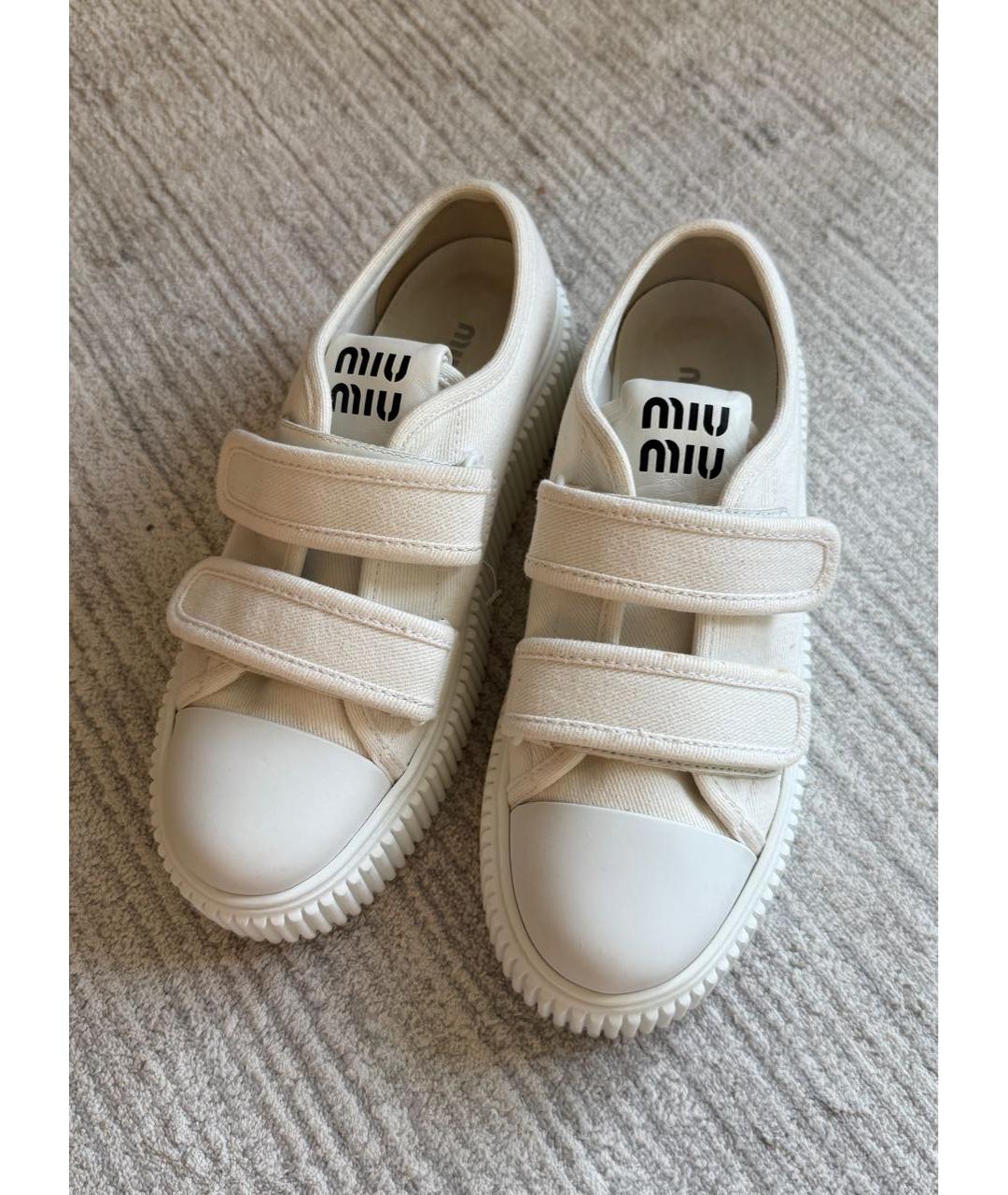 MIU MIU Белые текстильные кеды, фото 2