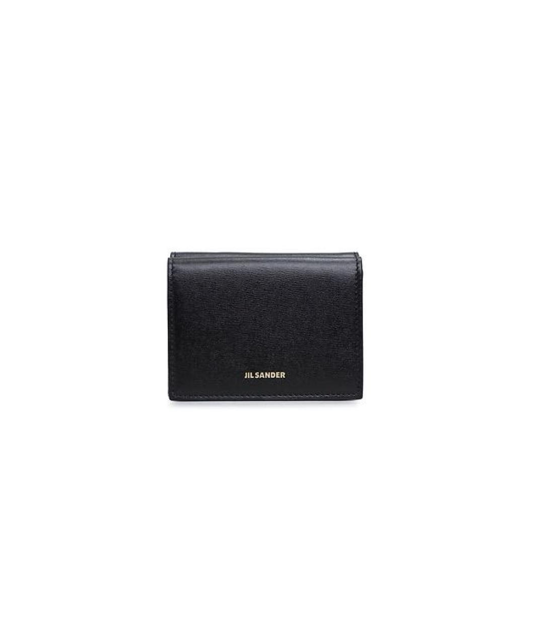JIL SANDER Черный кожаный кошелек, фото 1
