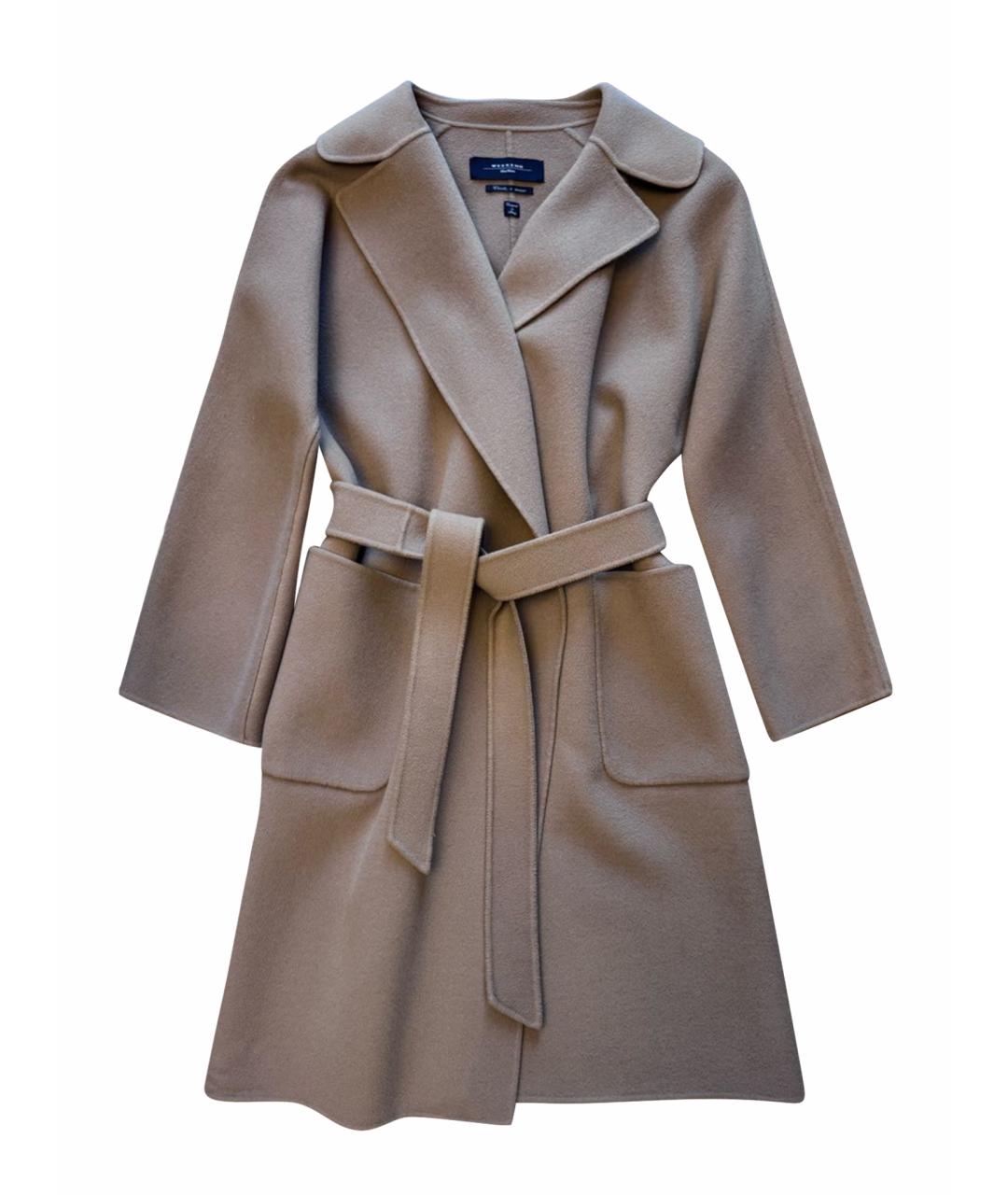 WEEKEND MAX MARA Бежевое шерстяное пальто, фото 8
