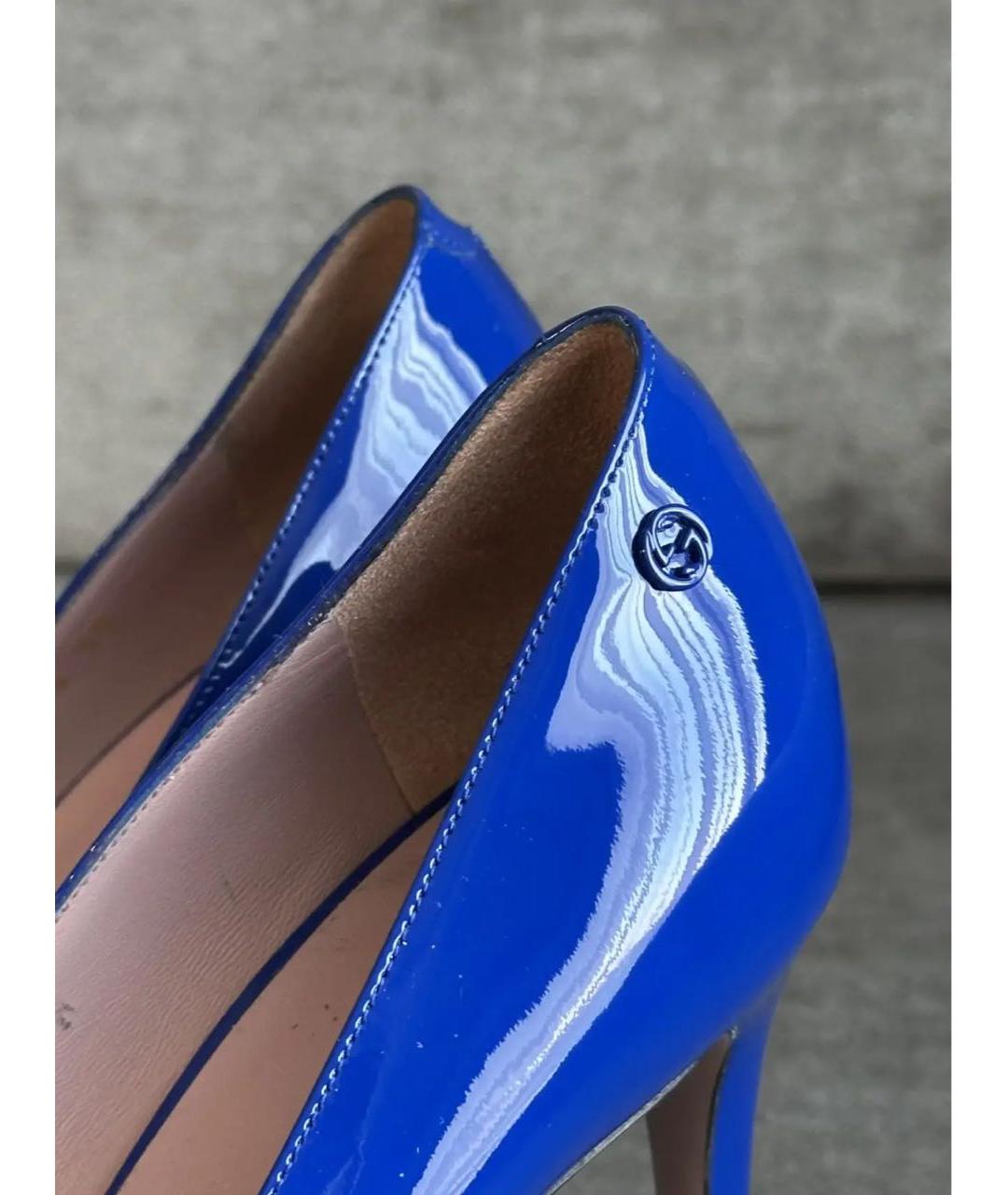 GUCCI Синие туфли из лакированной кожи, фото 5