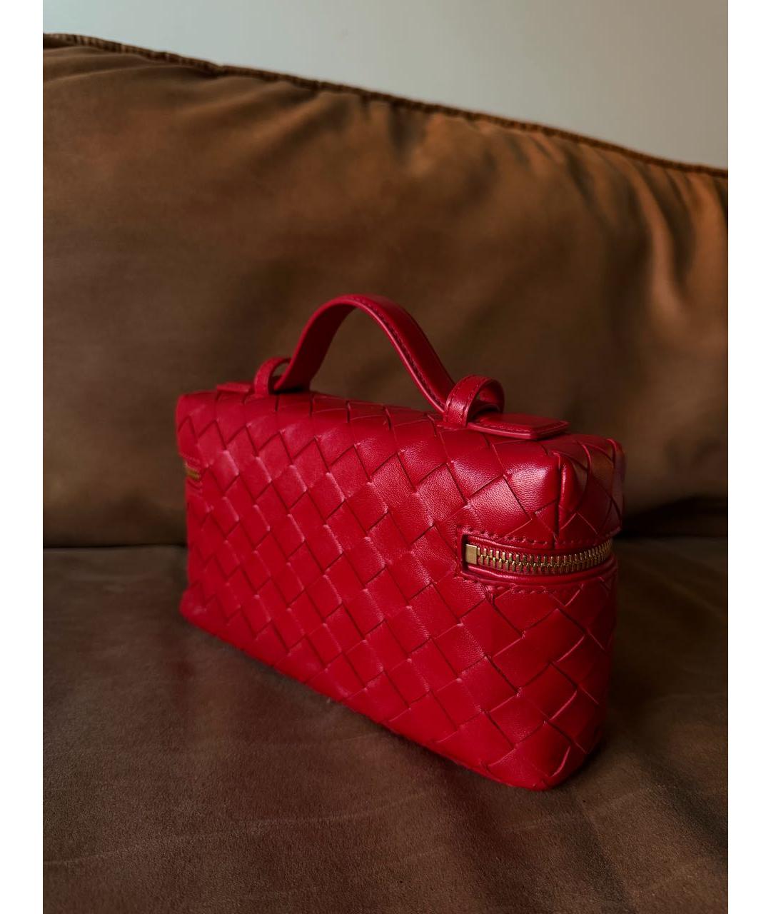BOTTEGA VENETA Красная кожаная сумка через плечо, фото 3