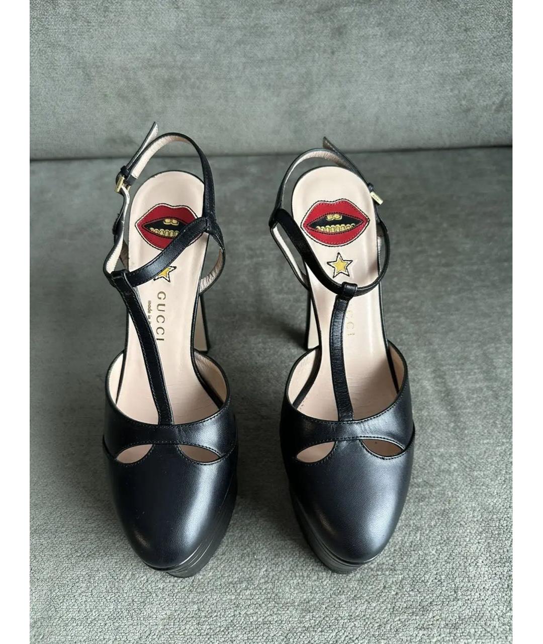 GUCCI Черные кожаные босоножки, фото 2
