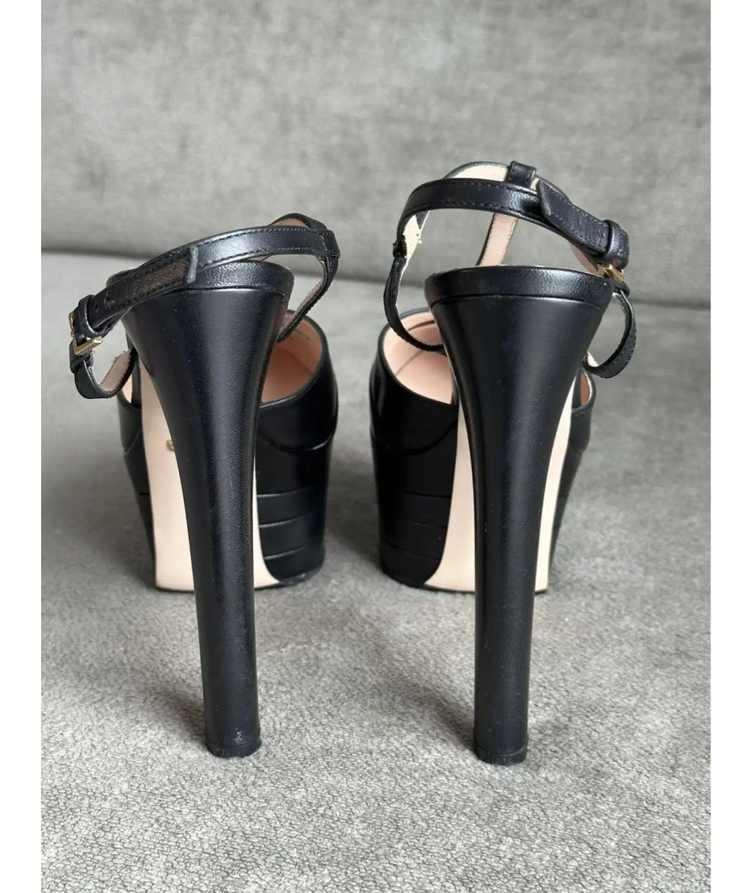 GUCCI Черные кожаные босоножки, фото 4