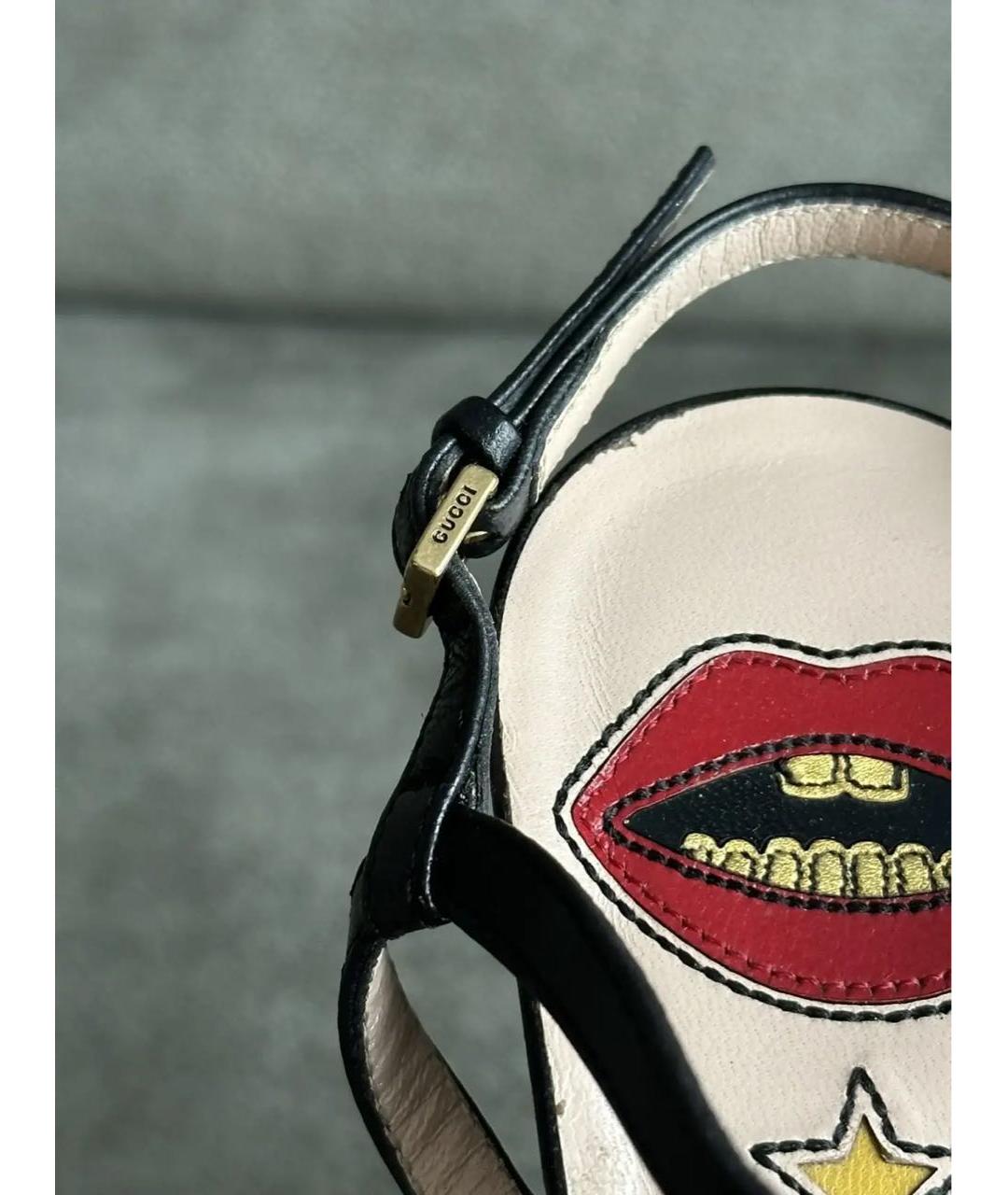 GUCCI Черные кожаные босоножки, фото 5