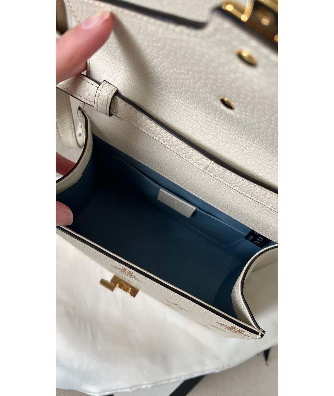 GUCCI Бежевая кожаная сумка с короткими ручками, фото 5