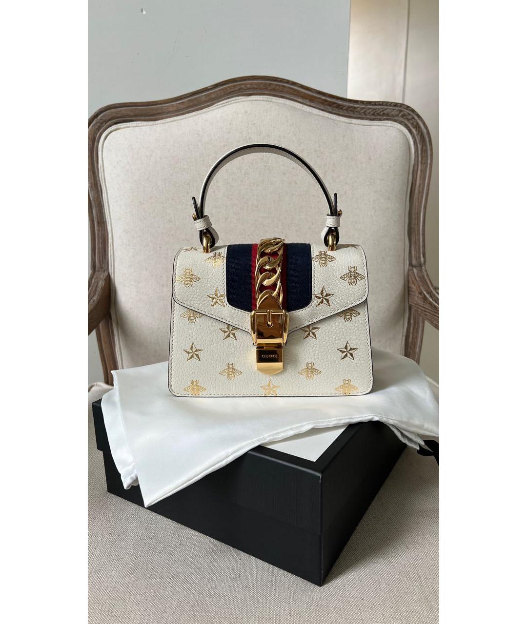 GUCCI Бежевая кожаная сумка с короткими ручками, фото 9