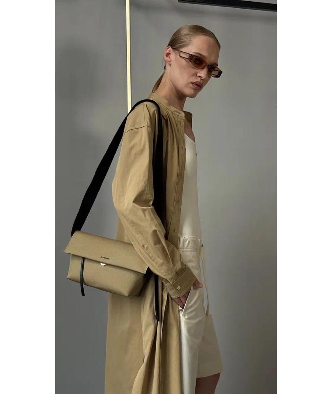 JIL SANDER Бежевая тканевая сумка через плечо, фото 6