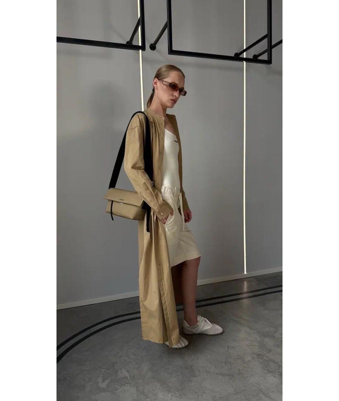 JIL SANDER Бежевая тканевая сумка через плечо, фото 7