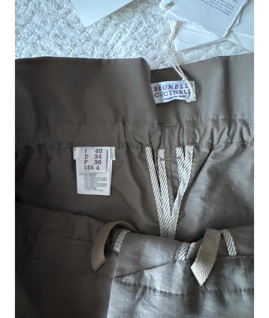 BRUNELLO CUCINELLI Коричневые хлопковые прямые брюки, фото 4