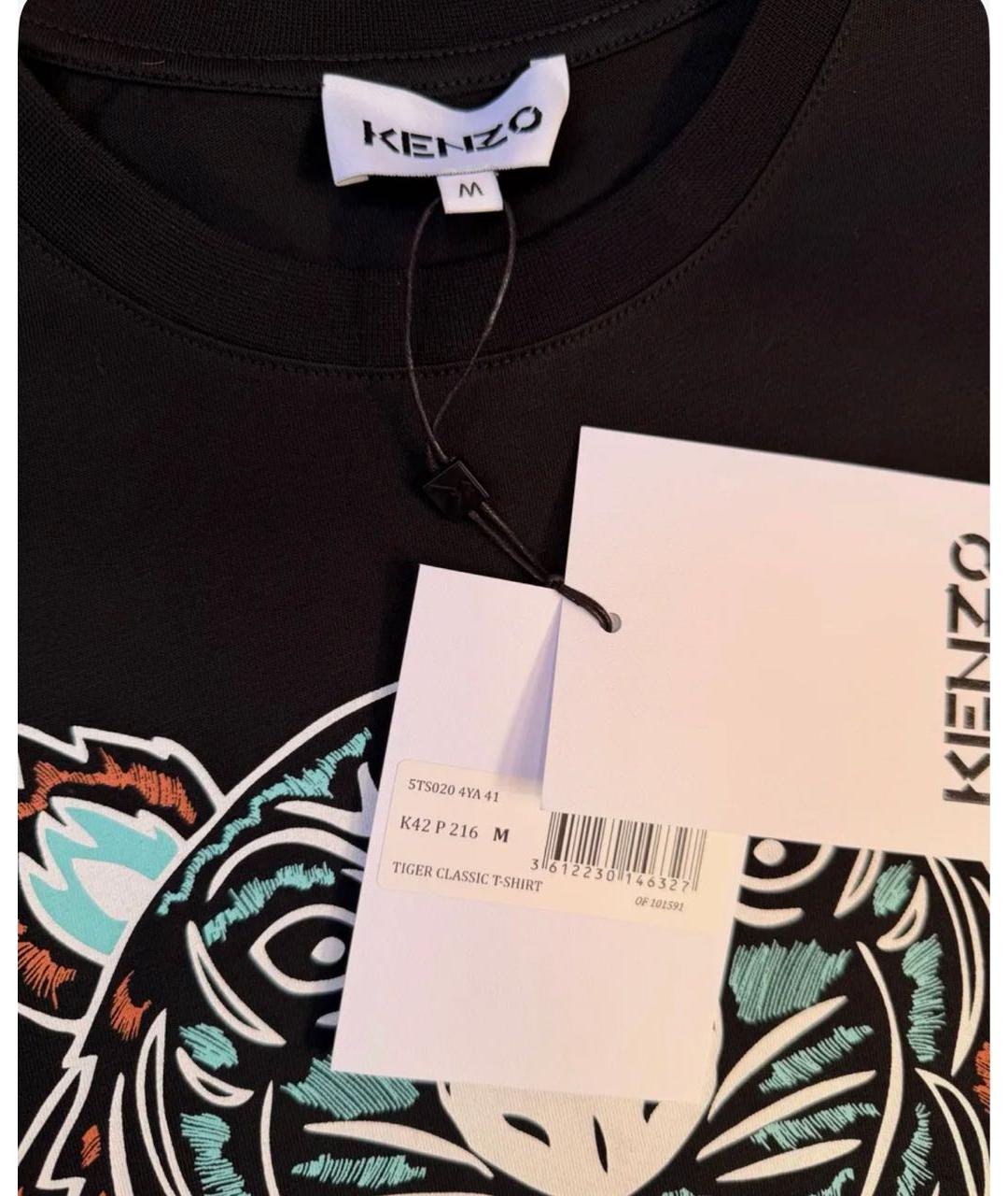 KENZO Черная хлопковая футболка, фото 2