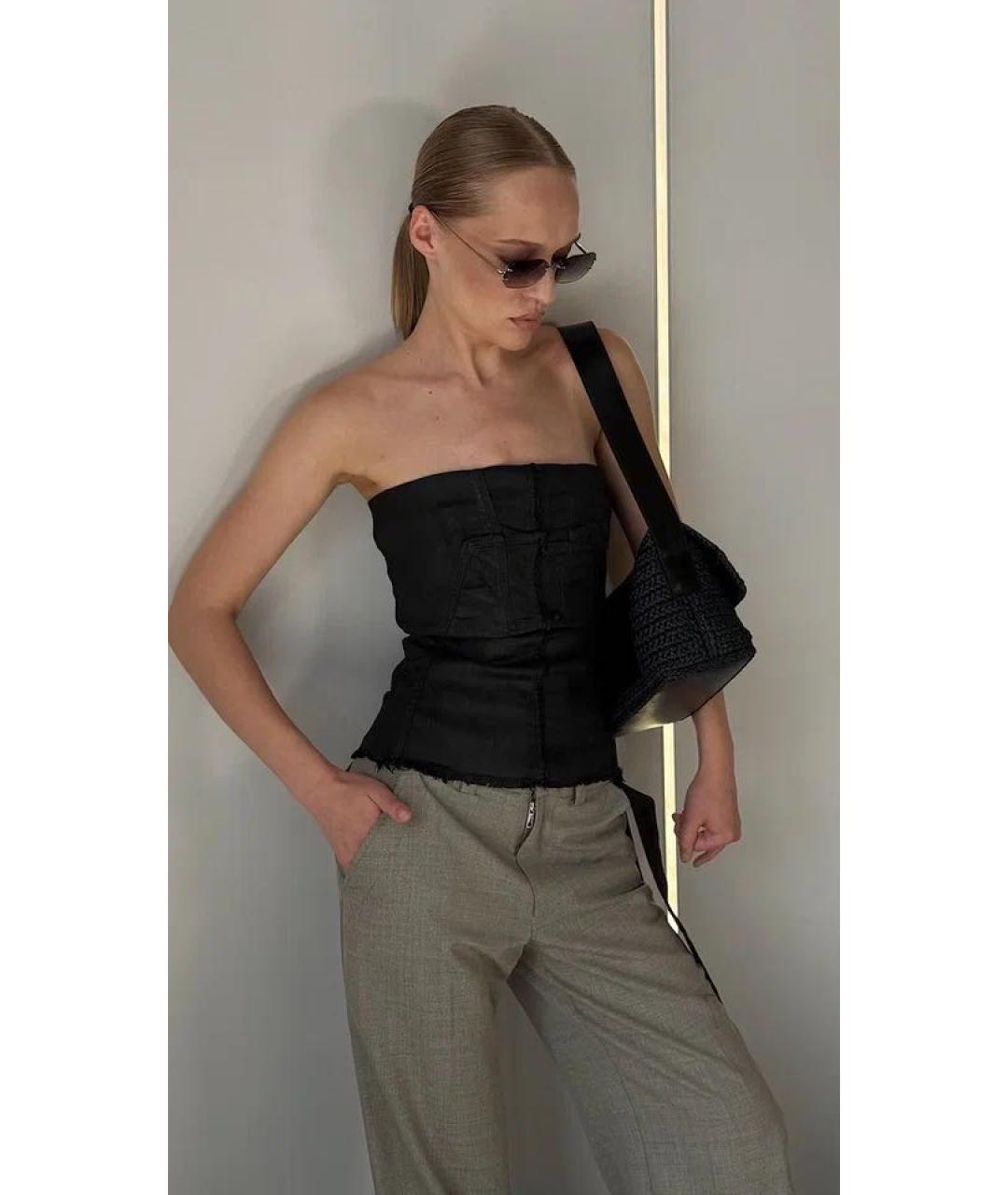 JIL SANDER Черная рафиевая сумка через плечо, фото 6